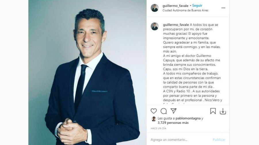 Guillermo Favale realizó un posteo en sus redes sociales