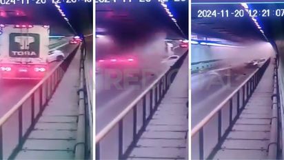 Video: así fue el accidente en el Túnel Subfluvial entre un auto y un camión