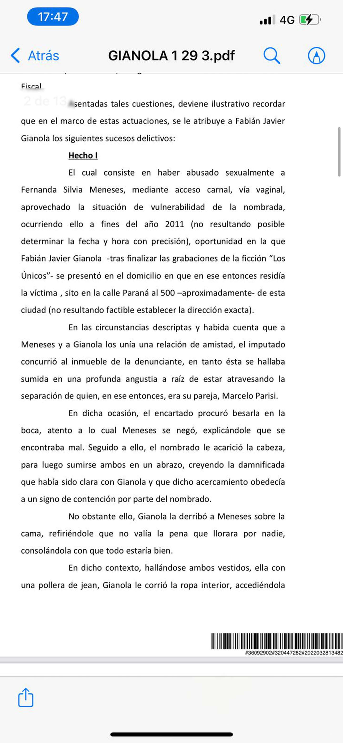 Fabi&aacute;n Gianola fue sobrese&iacute;do en la causa que le inici&oacute; Fernanda Meneses.