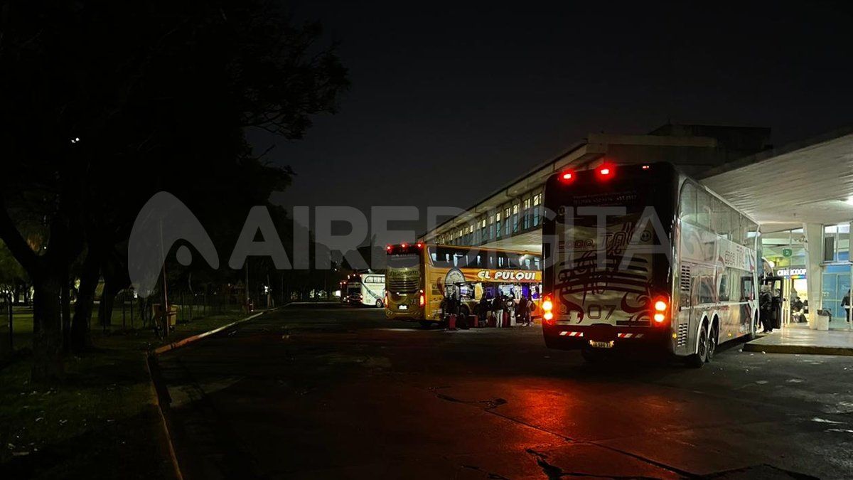 La calle interna de la Terminal de Ómnibus, detonada: falta de iluminación y un cráter gigante
