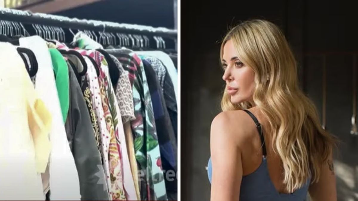 Cirio vende su ropa y la de su ex en una feria de ropa usada.