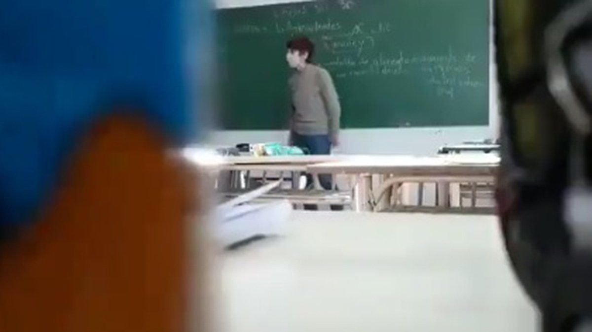 La docente defendió a los gritos el modelo kirchnerista. 