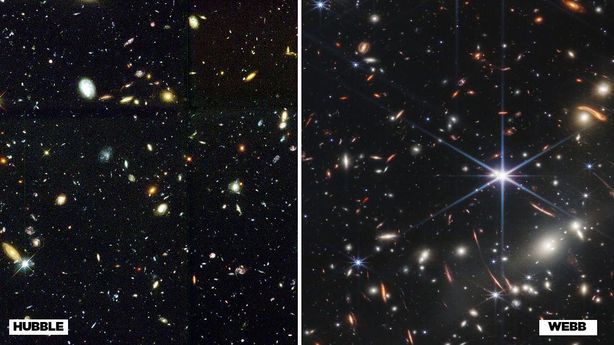 Hubble Deep Field og Webb Deep Field.