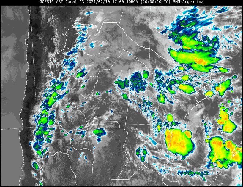 Imagen satelital del tiempo a las 17 horas del miércoles.
