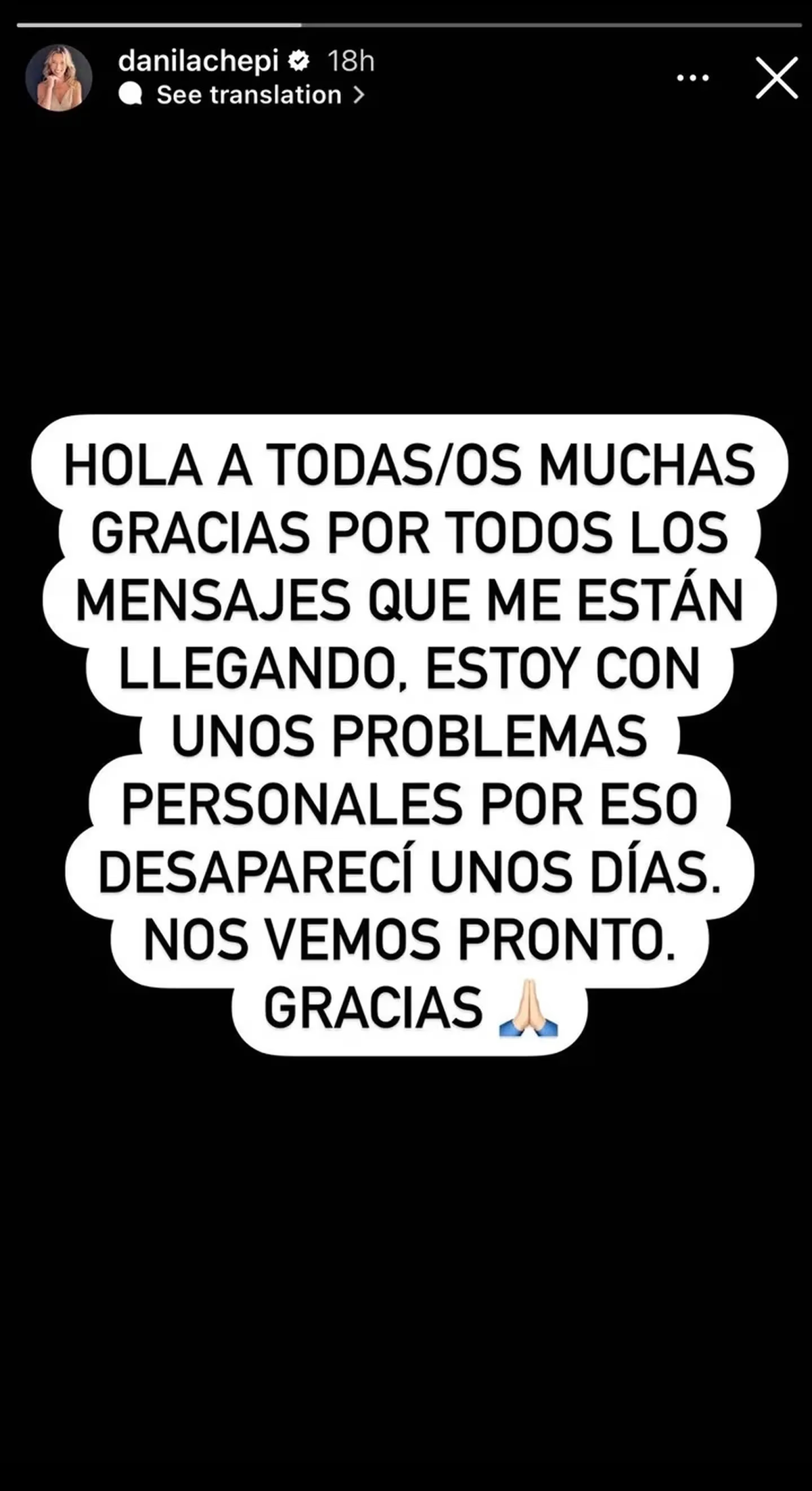 El último mensaje de Dani La Chepi en sus redes.