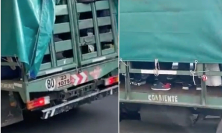 Un video muestra cómo trasladaban a un grupo de militantes en un camión: Así acarrean gente al acto Un video muestra cómo trasladaban a un grupo de militantes en un camión: Así acarrean gente al acto