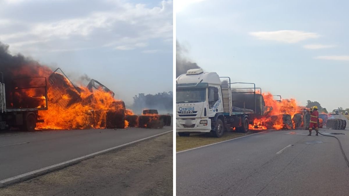 El impactante incendio se produjo en la Ruta Nacional 34.