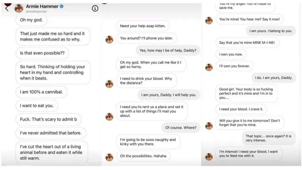 Los chats filtrados de Armie Hammer