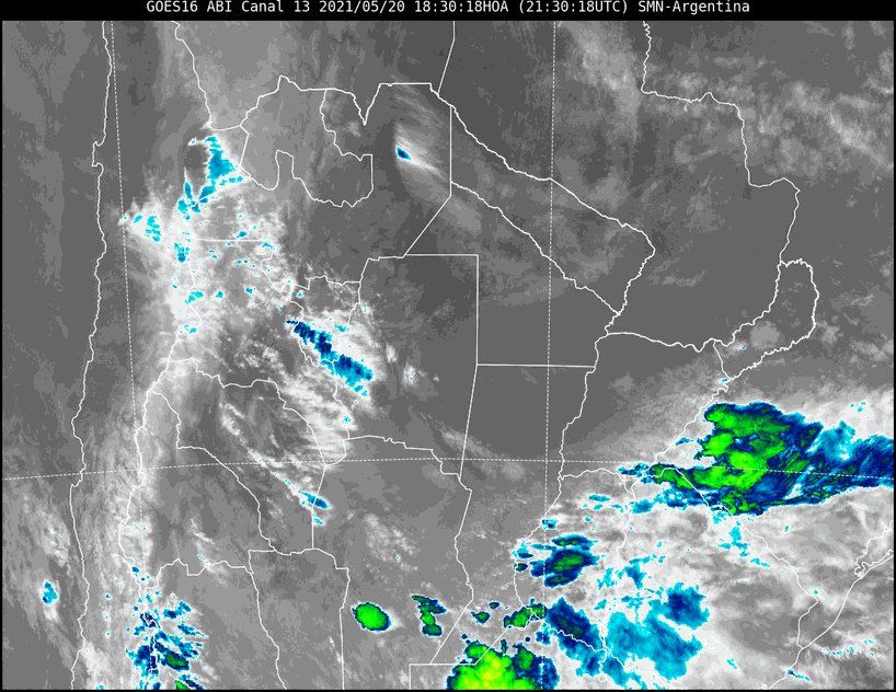 Imagen satelital a las 18.30 del jueves.