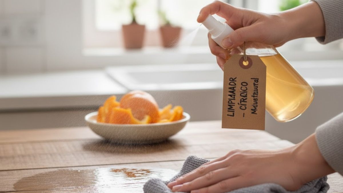 Licuar cáscara de naranja y vinagre.