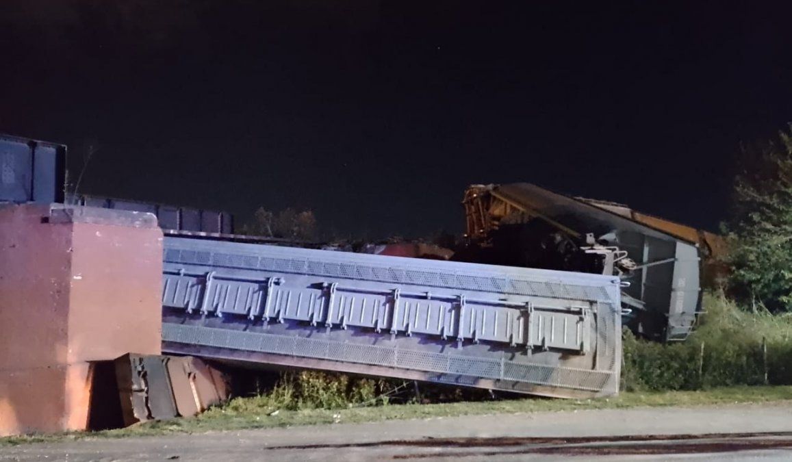 Dos vagones quedaron muy próximos a la ruta tras descarrilar.&nbsp;