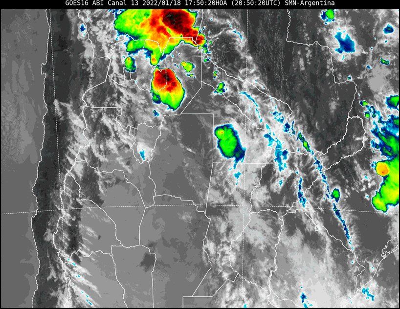 En la imagen satelital se observa a nuestra provincia prácticamente cubierta en su totalidad por nubosidad asociada a inestabilidad.