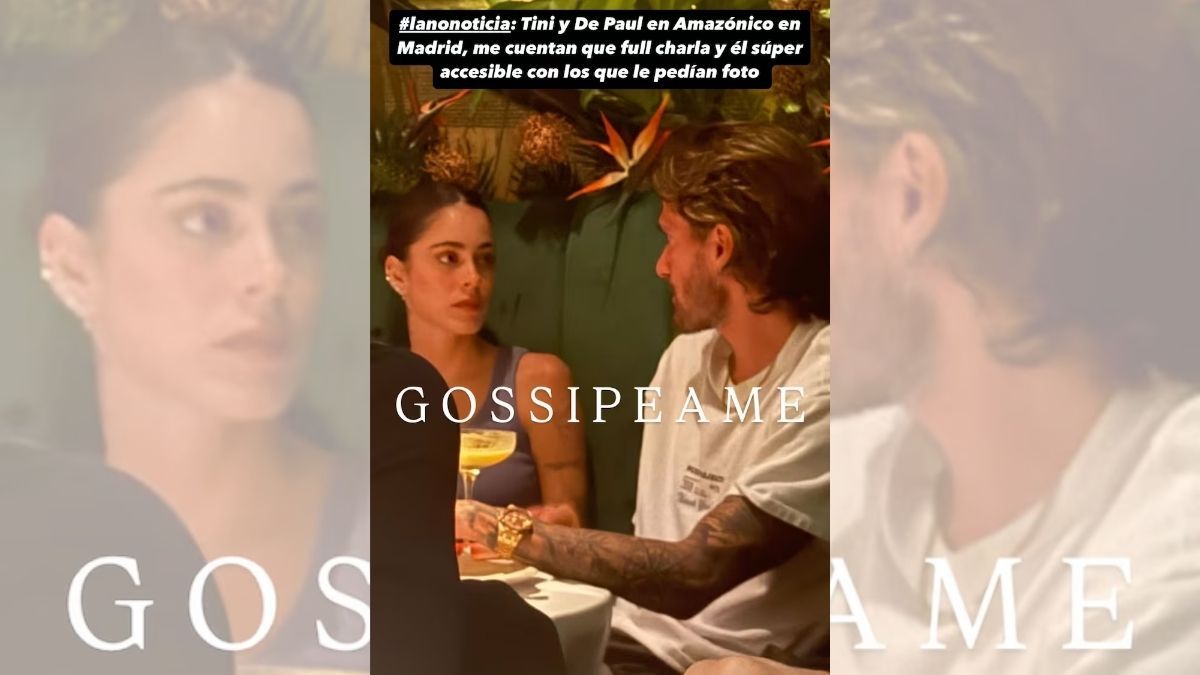 Rodrigo de Paul y Tini en un restaurante en Madrid. Rodrigo de Paul y Tini en un restaurante en Madrid.