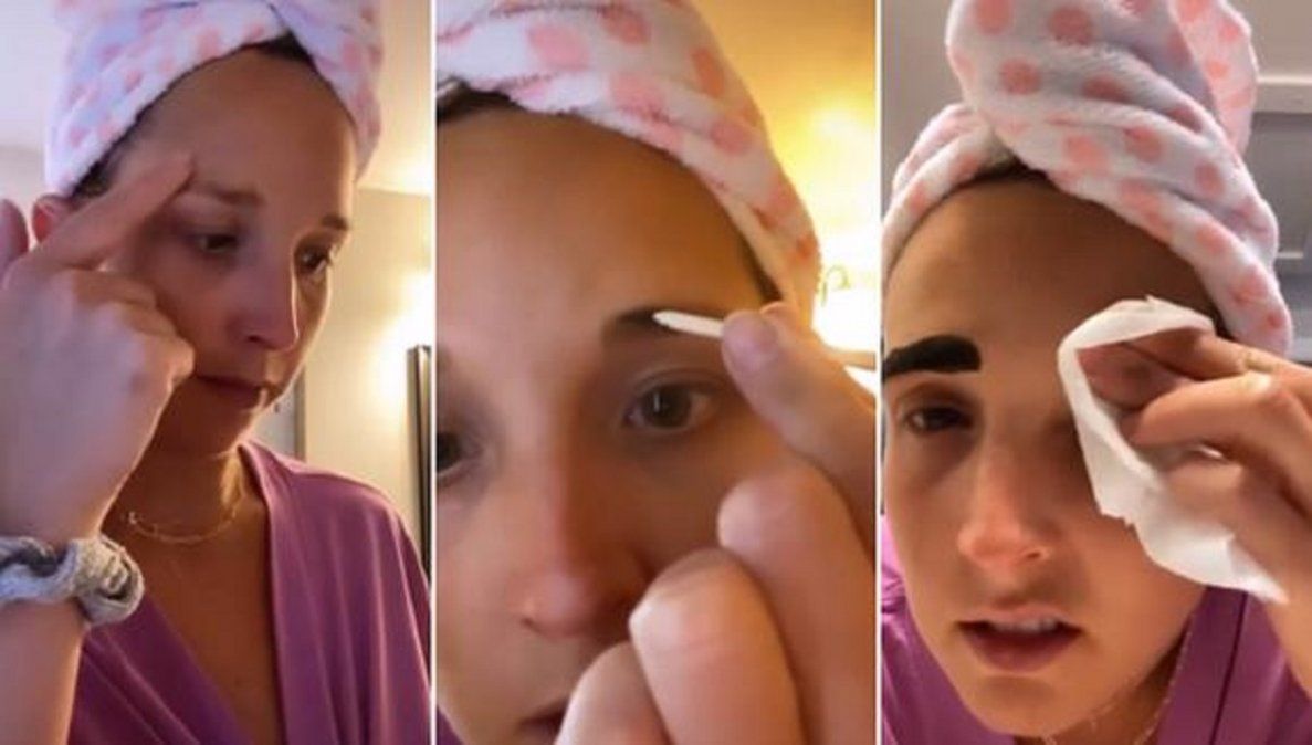 Video viral: joven se tiñe las cejas por su cuenta y luego se arrepiente por el resultado.