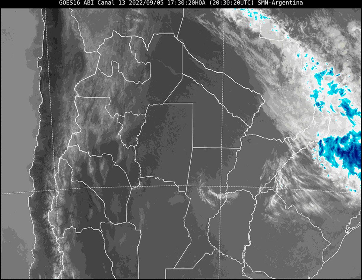 En la imagen satelital se observa poca nubosidad en el territorio provincial.