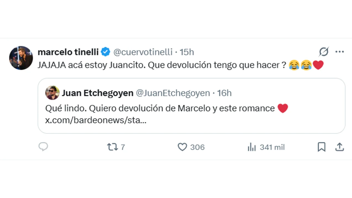 Tuit de Marcelo Tinelli. Tuit de Marcelo Tinelli.