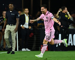 Lionel Messi festejando su primer gol con la camiseta del Inter Miami. Lionel Messi festejando su primer gol con la camiseta del Inter Miami.