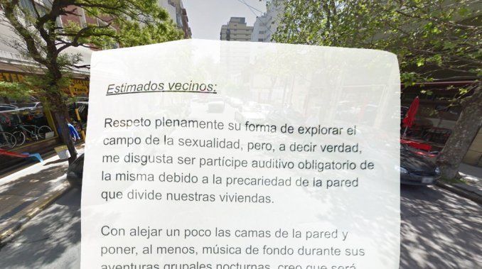 Mar del Plata: con una carta, escrachó a una pareja swinger por ruidos molestos