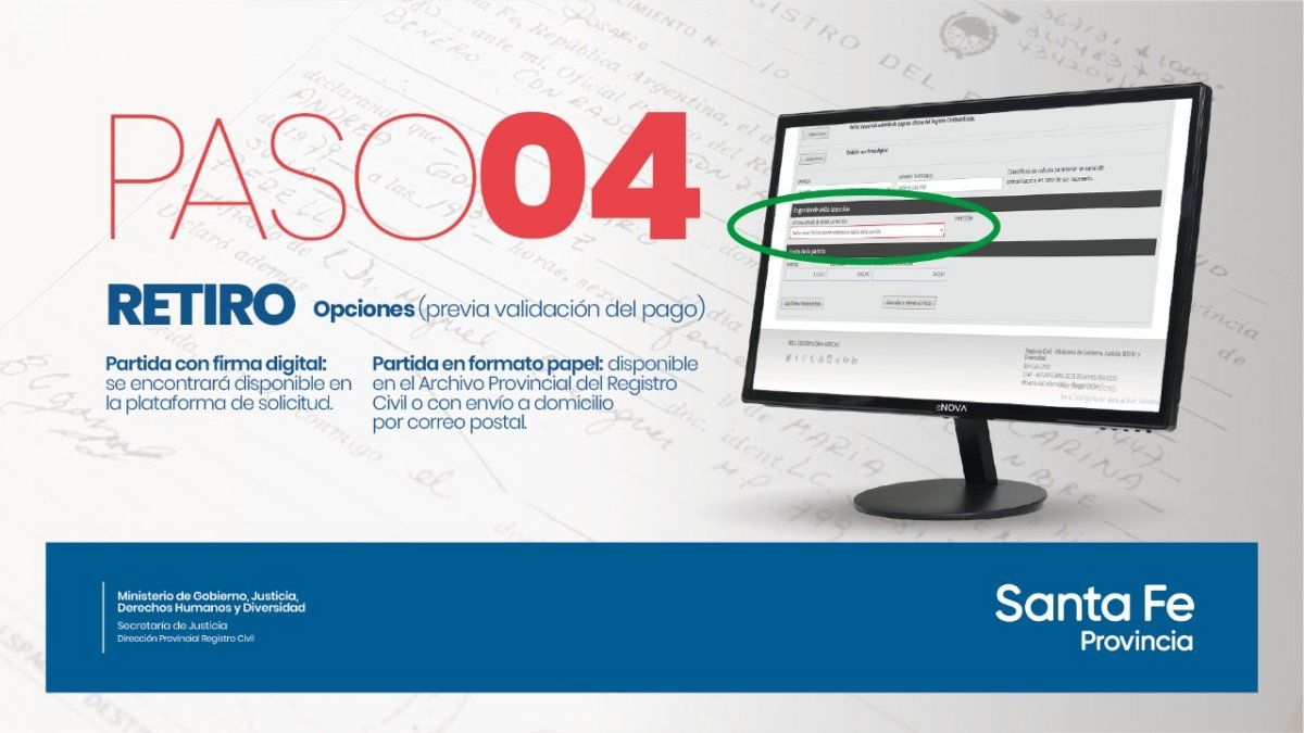 4- Retiro: Opciones (previa validación del pago).