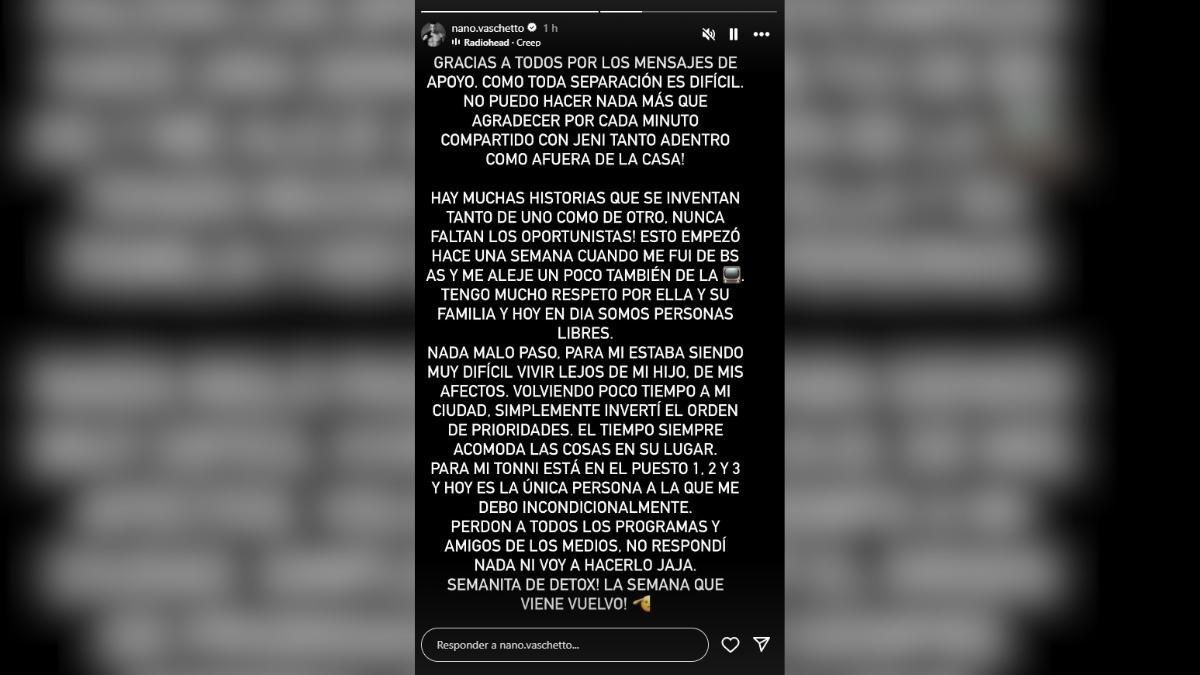 El posteo del santafesino tras terminar su relación con Jenifer Lauría. El posteo del santafesino tras terminar su relación con Jenifer Lauría.