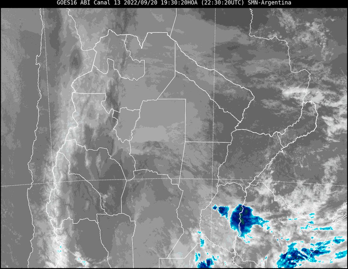En la imagen satelital se observa abundante nubosidad cubriendo el cielo de nuestra provincia.