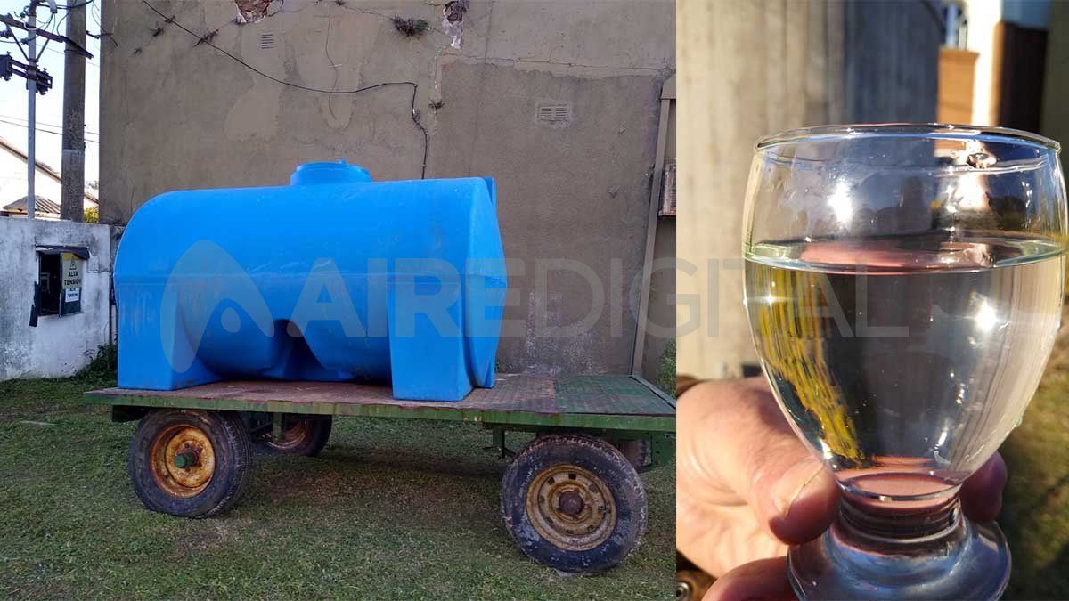 La Cooperativa aporta su propia bomba para sacar agua de perforación, la cloran y mañana llegaría la planta de ósmosis inversa para solucionar el inconveniente. Gentileza: Horacio Capello.