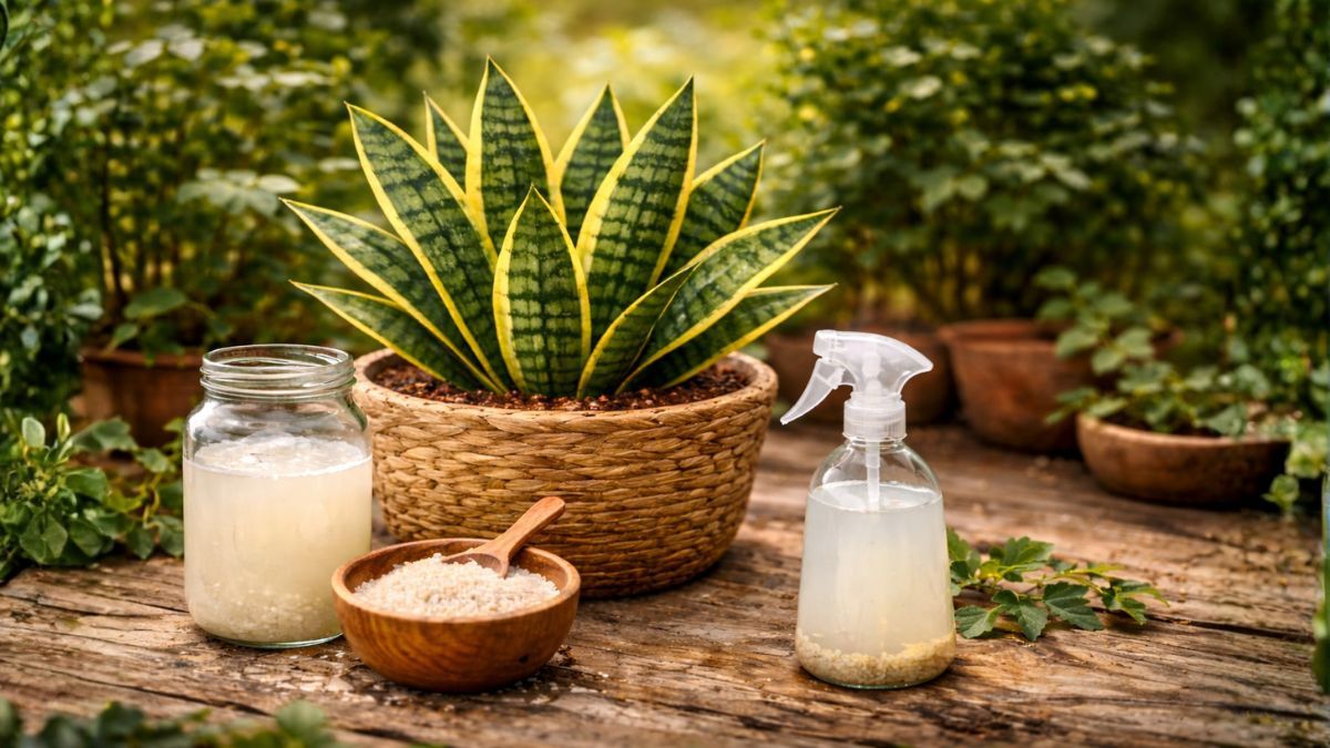 El agua de arroz puede estimular el crecimiento de la lengua de suegra.