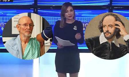 La comunicadora de Canal 26, dio a conocer el fallecimiento de un hombre que se llamaba igual que el dramaturgo, quien murió en 1616, y pensó que hablaba de él. La comunicadora de Canal 26, dio a conocer el fallecimiento de un hombre que se llamaba igual que el dramaturgo, quien murió en 1616, y pensó que hablaba de él.