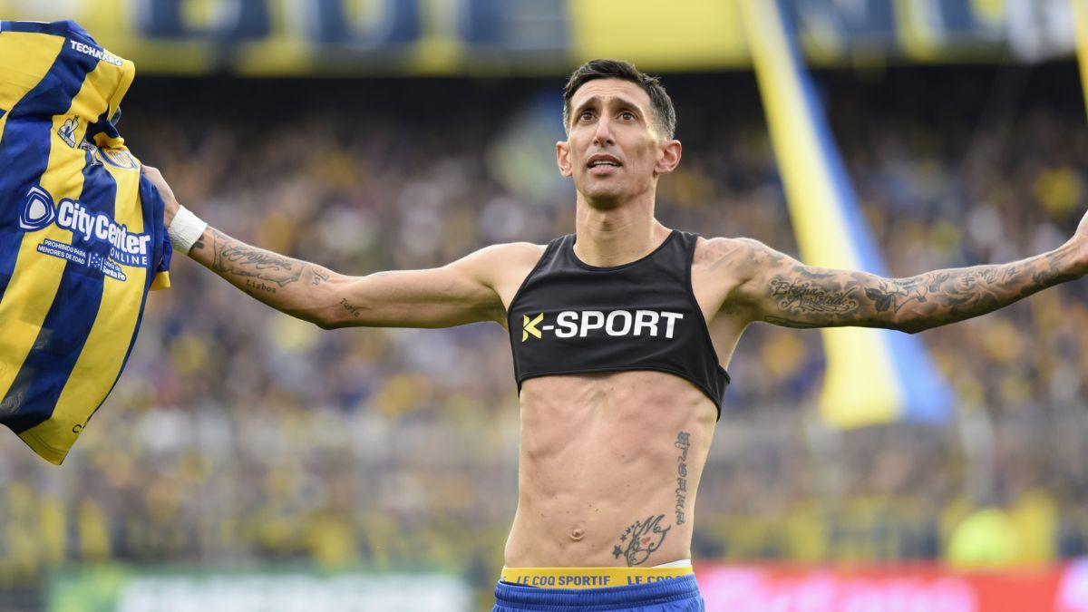 Así festejó Di María su primer gol tras el regreso a Rosario Central.