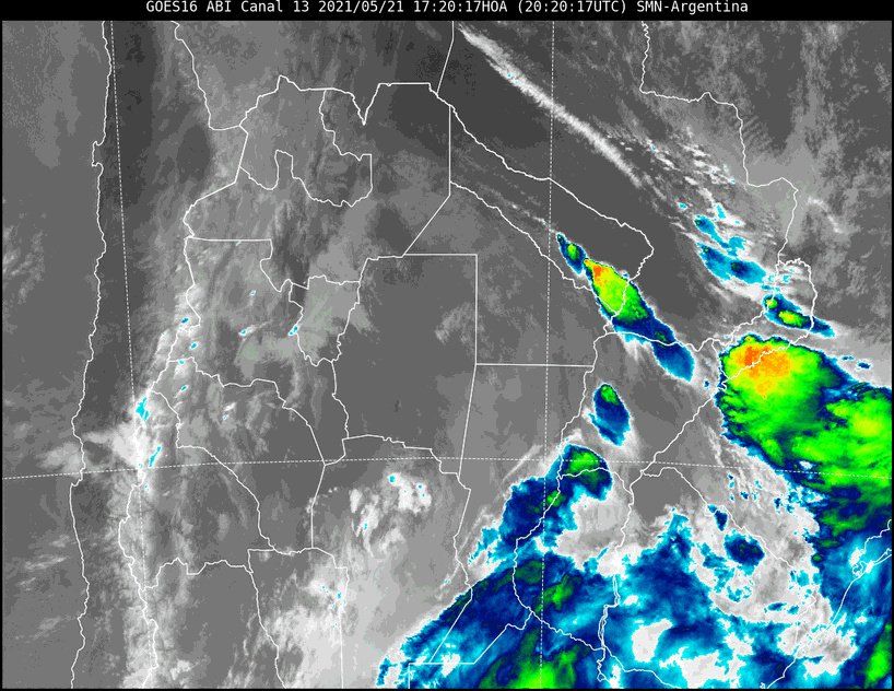 Imagen satelital del tiempo a las 17.20 del viernes.