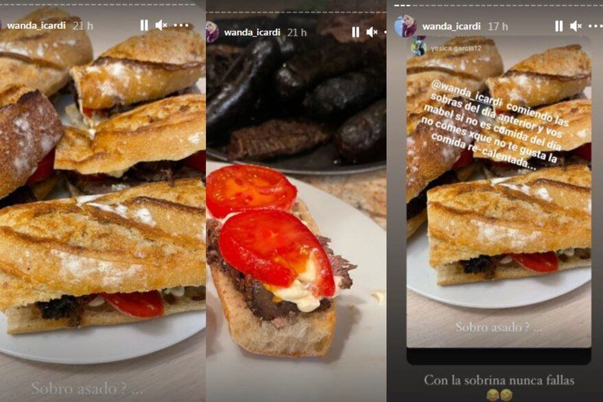 Las historias de Instagram de Wanda Nara donde muestra lo que hace con la comida que le sobra.