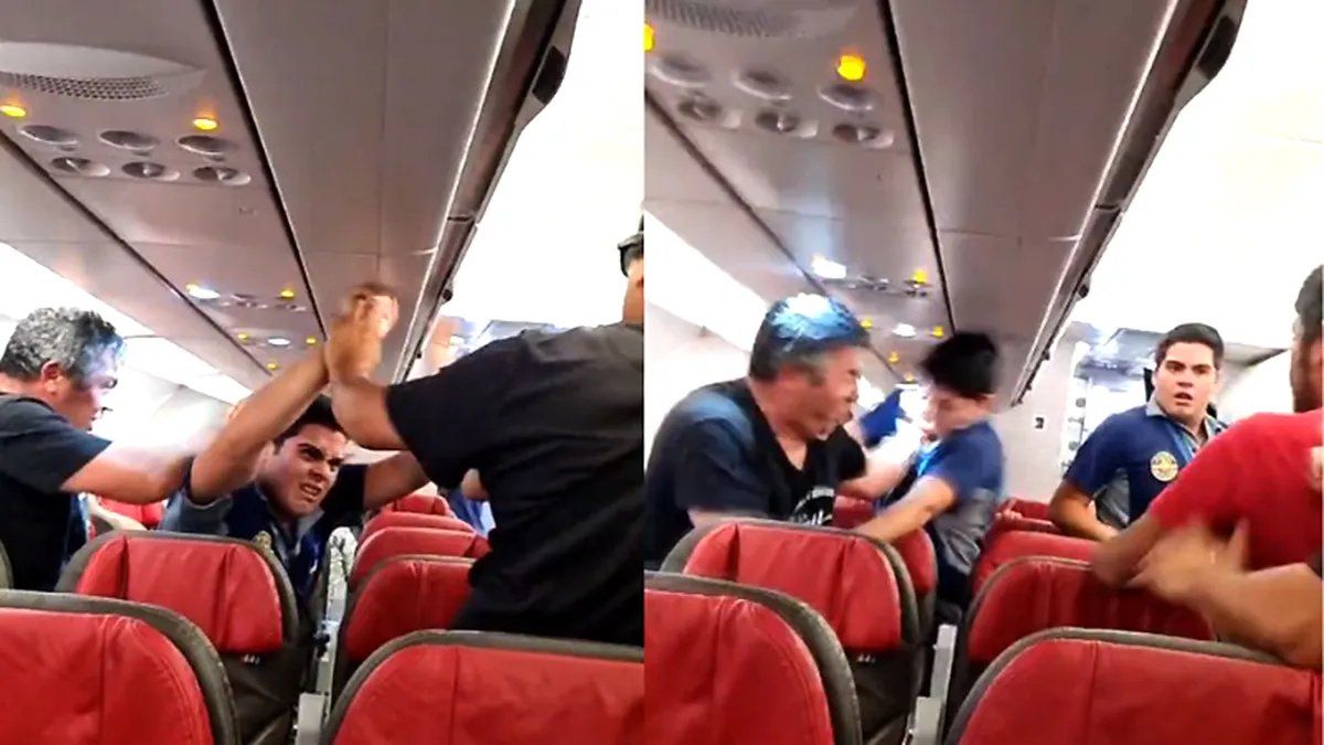 Brutal pelea en un avión: los pasajeros estaban borrachos y los quisieron hacer bajar
