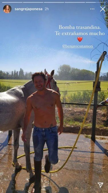 Benjamín Vicuña se instaló en la casa de su madre Isabel, donde hay varios caballos.