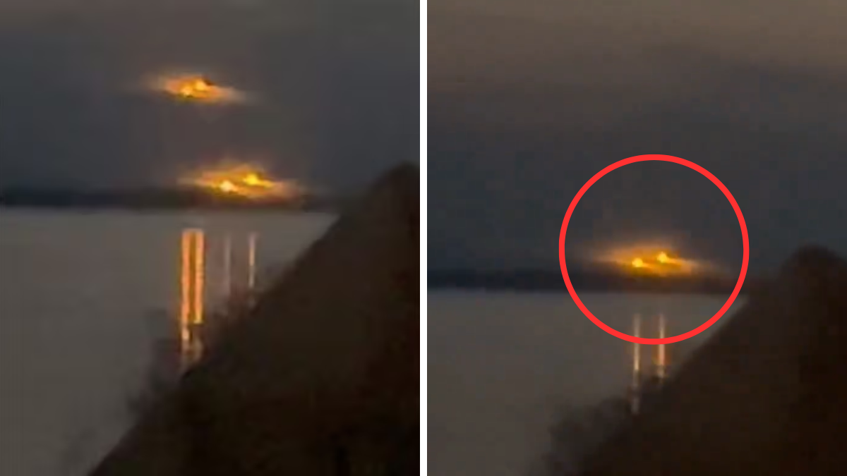 Una pareja de Canadá capturó a cuatro ovnis volando sobre un río.