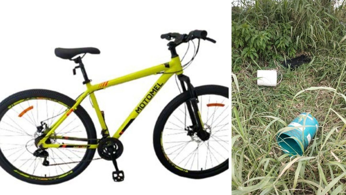A la izquierda, la bicicleta que robaron del puesto. A la derecha, los tachos que dejaron los ladrones a su paso. A la izquierda, la bicicleta que robaron del puesto. A la derecha, los tachos que dejaron los ladrones a su paso.