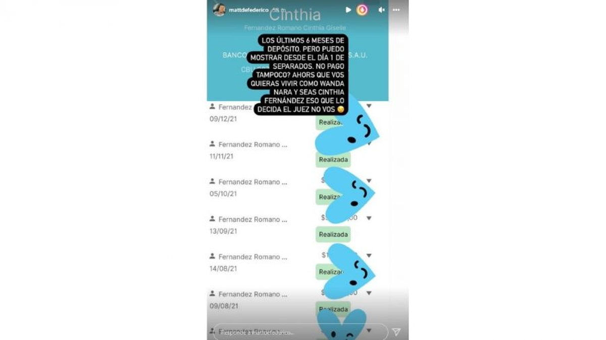 Mat&iacute;as Defederico public&oacute; una captura de los &uacute;ltimos 5 meses de dep&oacute;sito que realiz&oacute;.