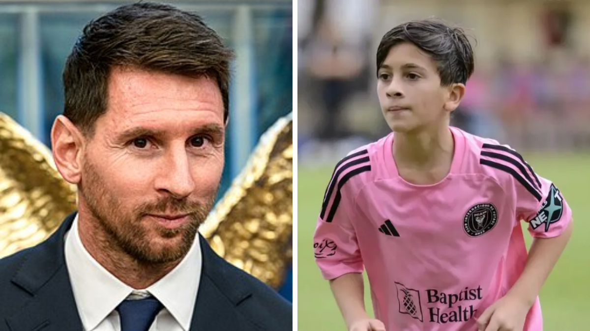 Lionel Messi y Thiago Messi.