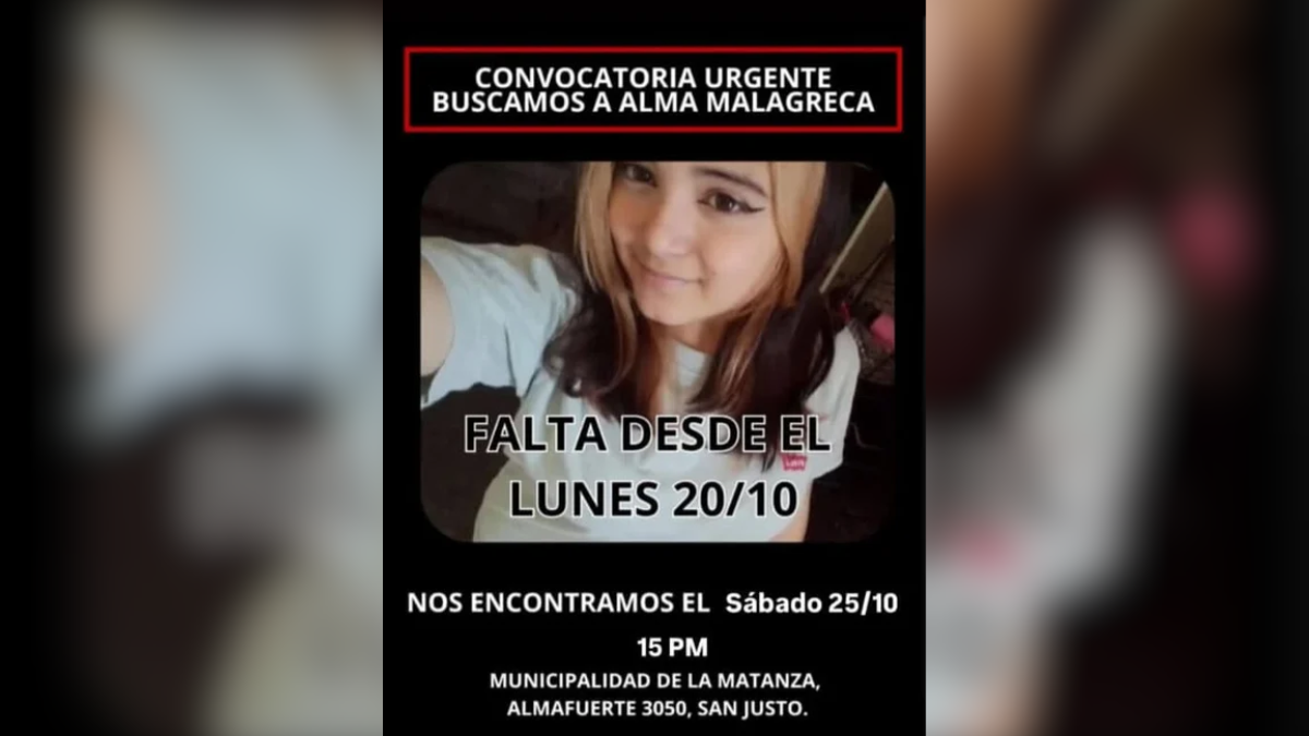 Tiene 15 años y está desaparecida desde el pasado 20 de octubre en Laferrere.