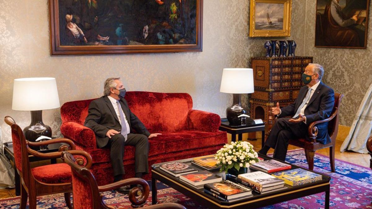 Alberto Fernández y Marcelo Rebelo de Sousa mantuvieron un encuentro privado durante 30 minutos en el Palacio Nacional de Belén.