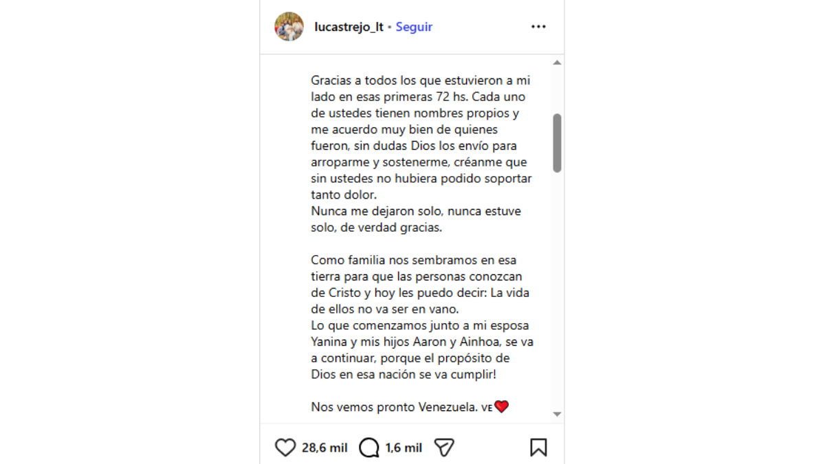 La publicación de Lucas Trejo en Instagram. La publicación de Lucas Trejo en Instagram.
