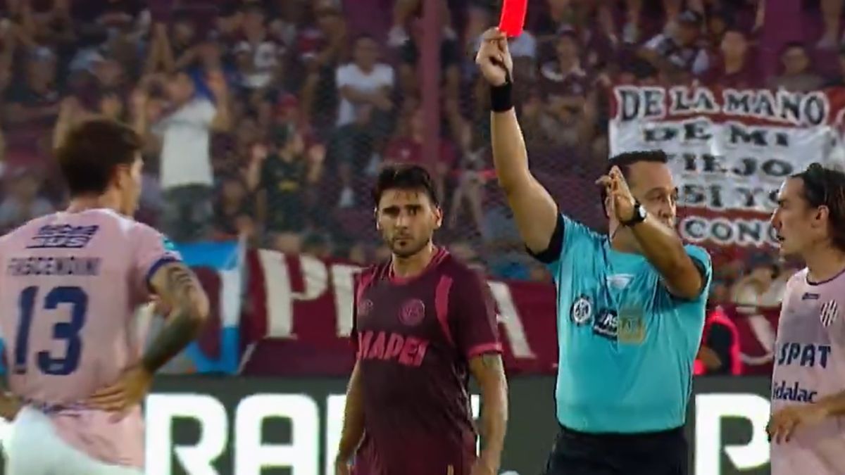 Espinoza expulsó a Fascendini tres minutos previos al gol de Lanús ante Unión.
