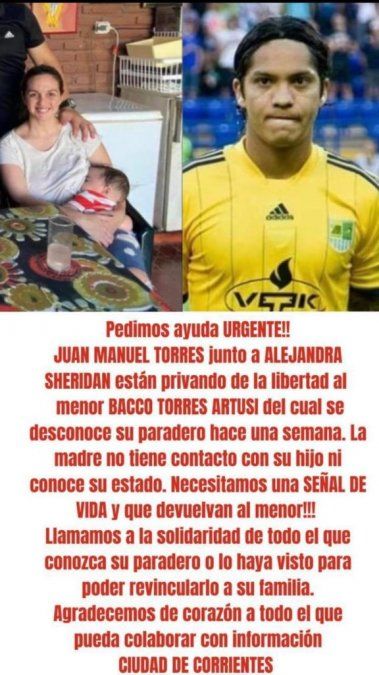 Así buscaba Catalina Artusi a su hijo por medio de un cartel