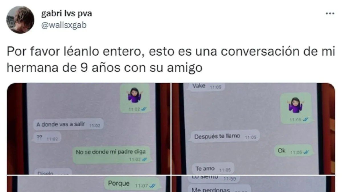 Compartió un chat de WhatsApp de su hermana de 9 años y un amiguito pesado  que quiere ser su novio