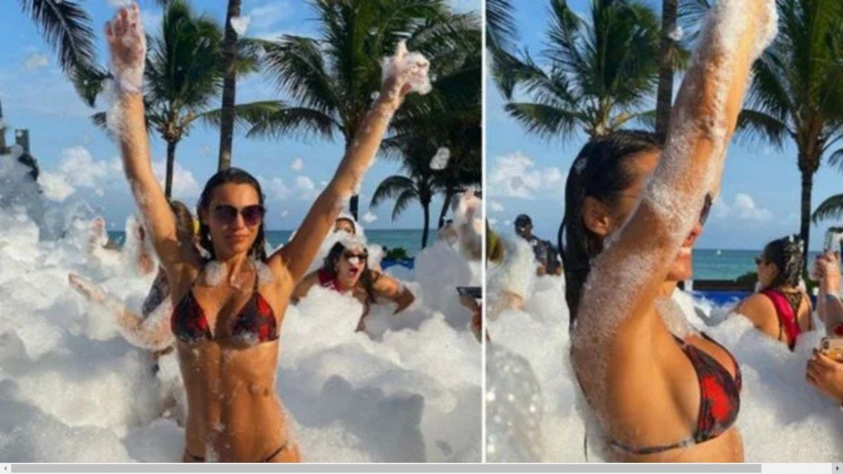 Pampita y Roberto García Moritán a puro beso y baile en la fiesta de la espuma