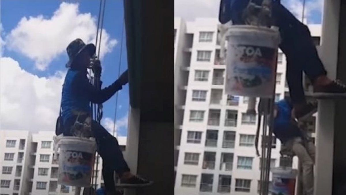 Una mujer cortó los cables de seguridad de pintores que trabajaban en el piso 32 de su edificio