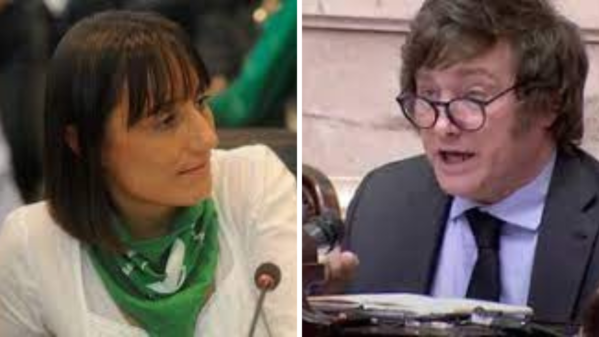 El cruce entre Romina Del Plá y Javier Milei durante el debate en la Cámara de Diputados.