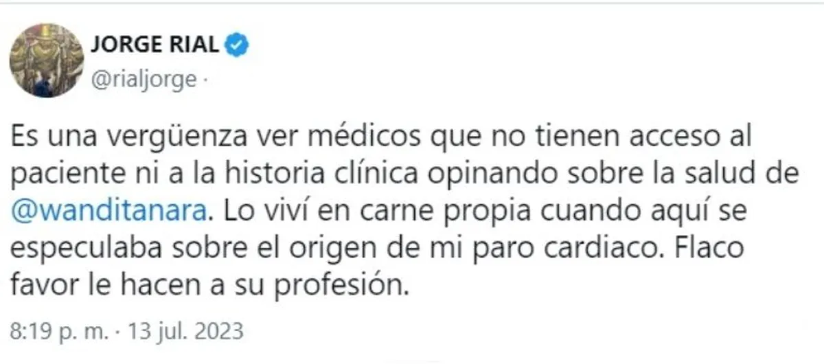 El enojo de Jorge Rial sobre las especulaciones por la salud de Wanda Nara. El enojo de Jorge Rial sobre las especulaciones por la salud de Wanda Nara.