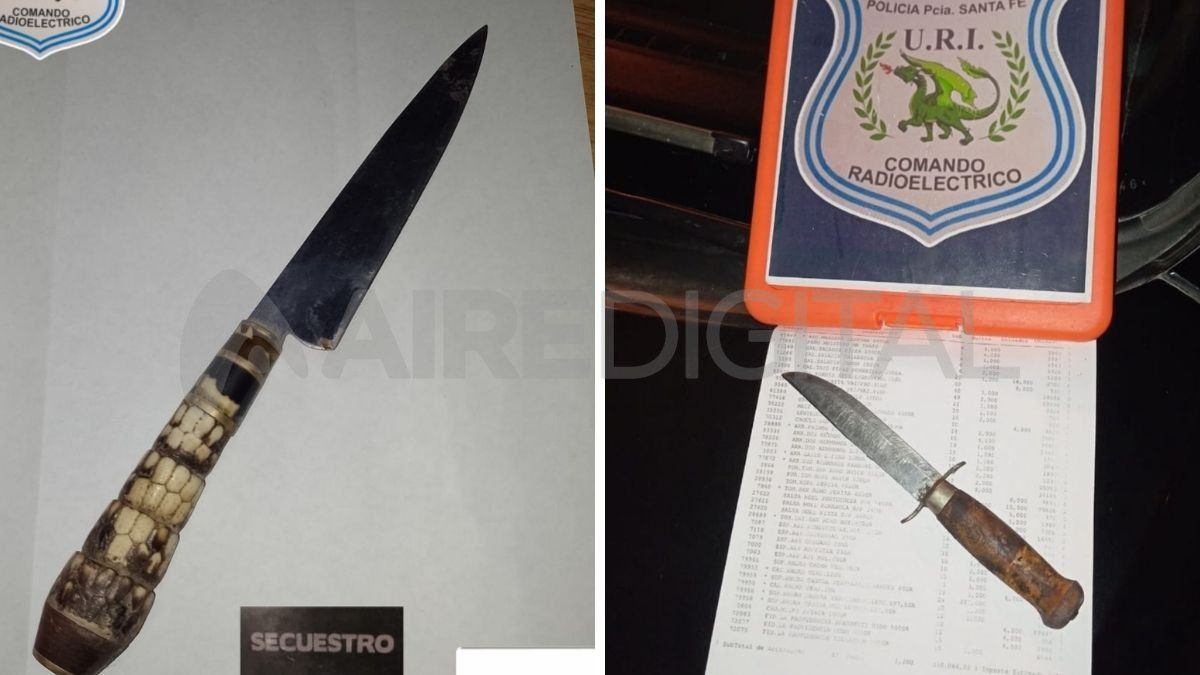 Santa Fe: las dos armas blancas que llevaban los sospechosos quedaron en calidad de secuestro. Santa Fe: las dos armas blancas que llevaban los sospechosos quedaron en calidad de secuestro.