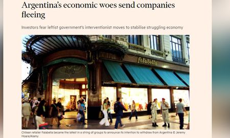 Para el Financial Times, el exodo de las empresas de Argentina es por el gobierno intervencionista de izquierda y no por la pandemia. Para el Financial Times, el exodo de las empresas de Argentina es por el gobierno intervencionista de izquierda y no por la pandemia.