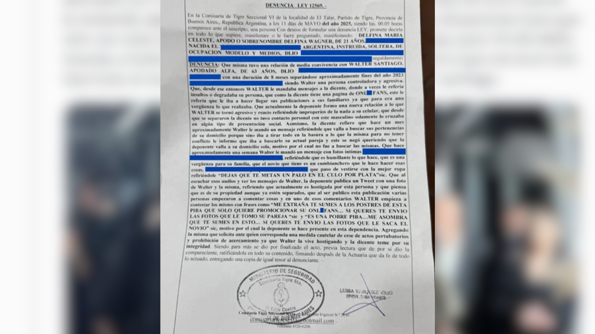 Delfina Wagner denunció a Alfa Walter por hostigamiento y amenazas Delfina Wagner denunció a Alfa Walter por hostigamiento y amenazas